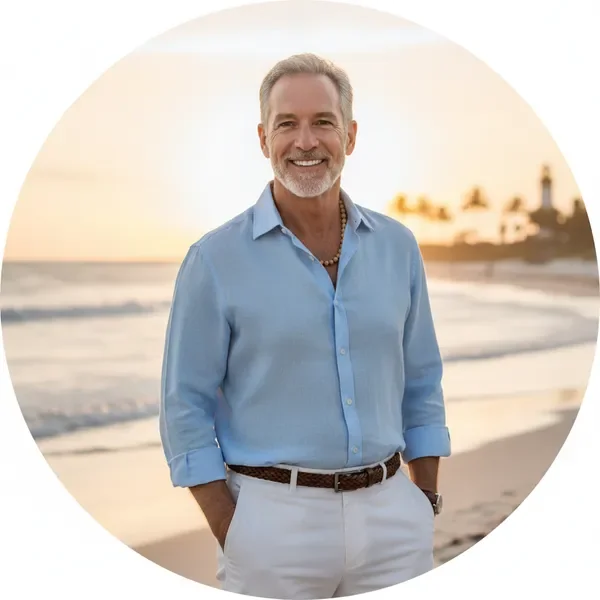 Mr. Boynton Beach - The host and personality behind the brand, smiling warmly near the ocean.