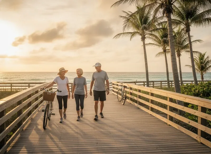 Retirees enjoying an easy active outing along the Boynton Beach boardwalk