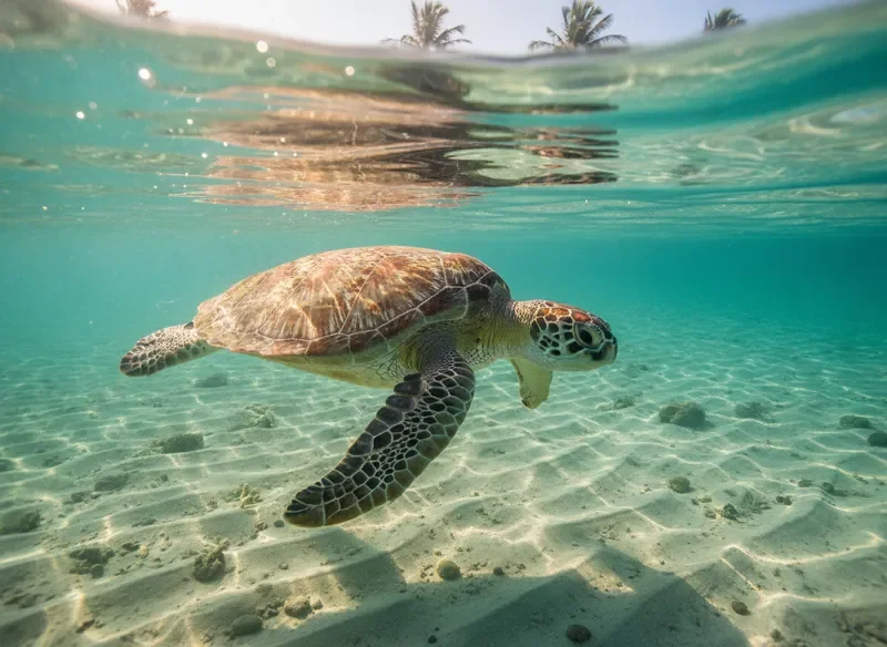 Sea turtle swimming in clear Boynton Beach waters