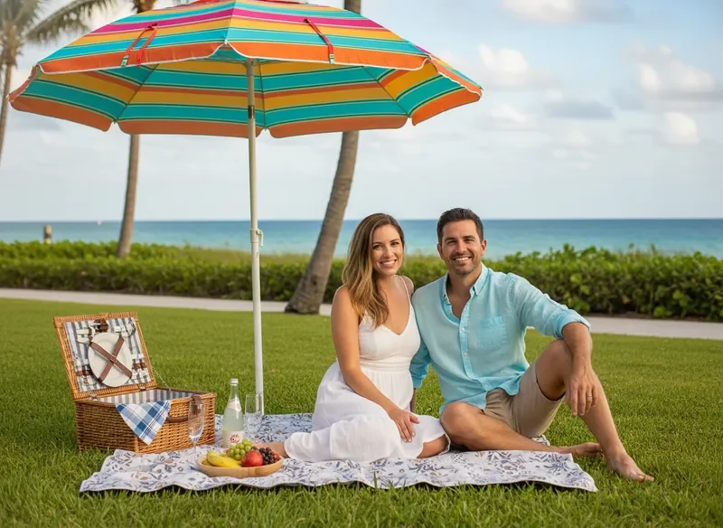 Couple enjoying a beachside picnic in Boynton Beach